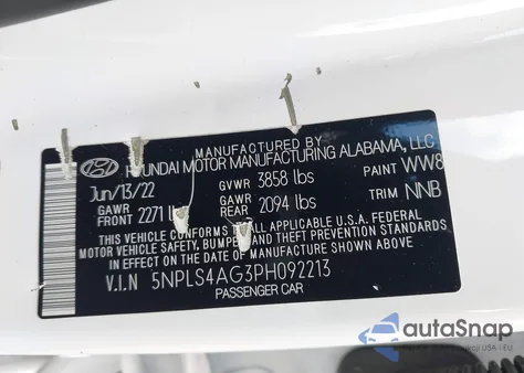 2023 Hyundai Elantra Sel from USA, damaged, VIN 5NPLS4AG3PH092213